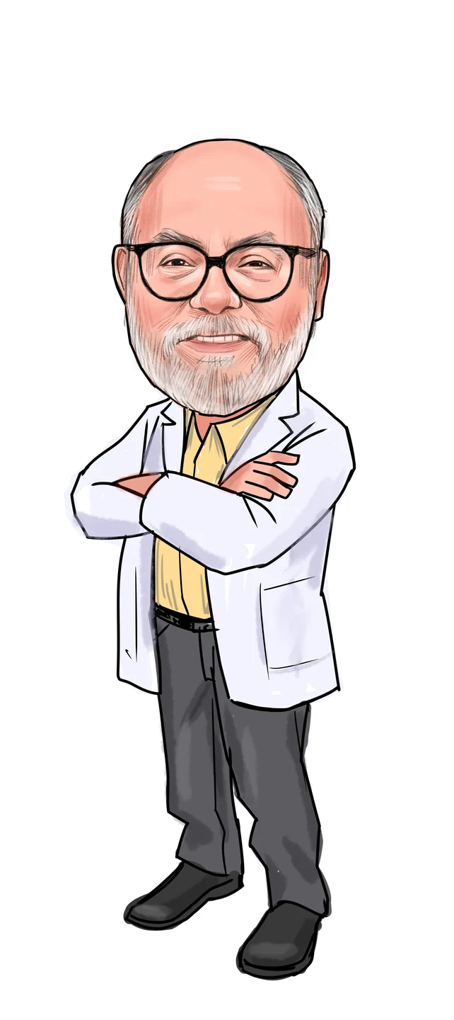 Illustration of Michael Wempe in a white laboratory coat